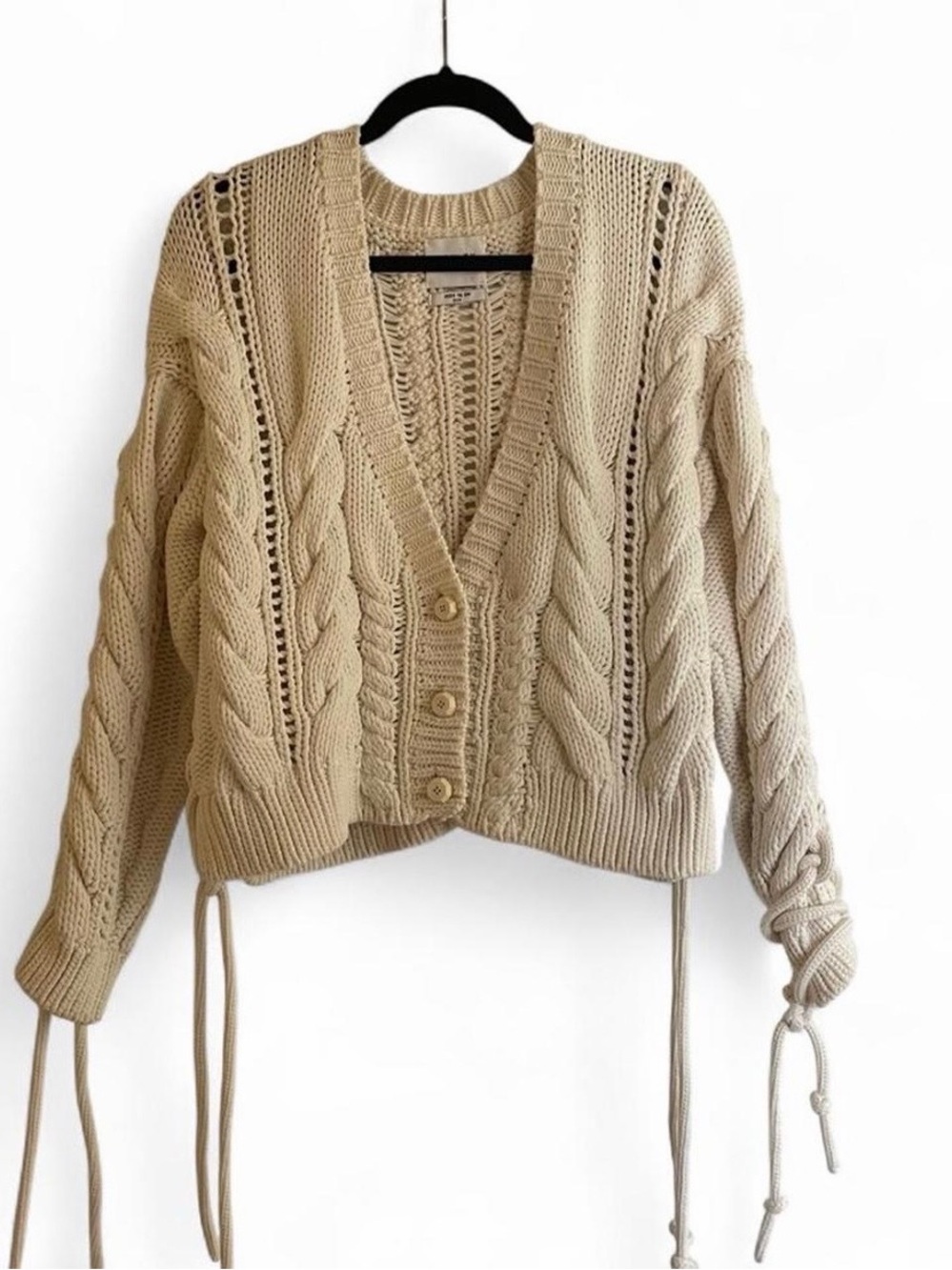 Hayley Menzies Under The Sun SS24 Cream Cable Knit Cardigan